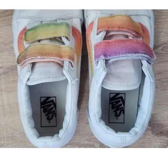 VANS Kids Size 3 Shoes White Rainbow Casual School Play Sneakers Youth Skate - Picture 8 of 10